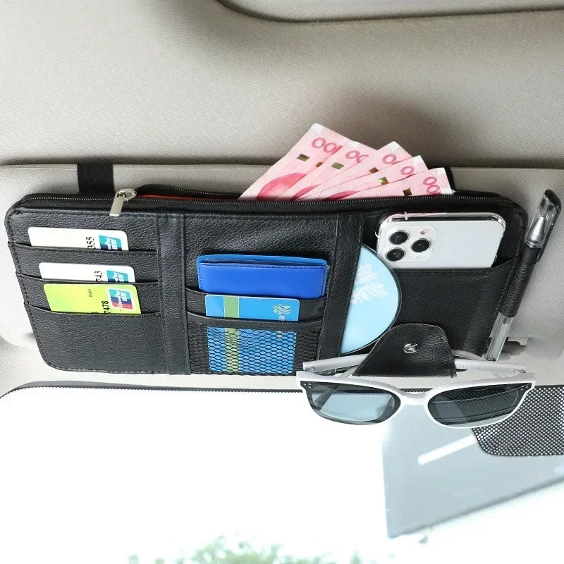 Rolling File Cart - Auto-Sonnenblenden-Organizer mit Mehrfachtaschen, Auto-Innenausstattung, Dokumentenaufbewahrungstasche, Stifthalter