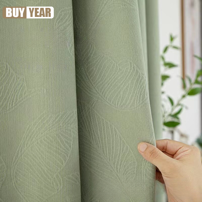 Home Office Buy - Grüne Chenille drei dimensionale Jacquard Vorhang